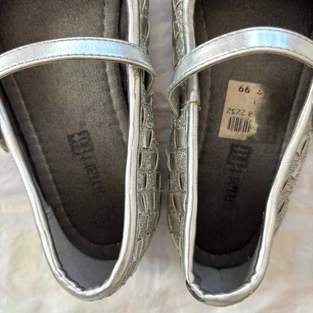 SmartFit Glitter Silver Ballet Flats Shoes SZ 11 Worn 1X Indoors